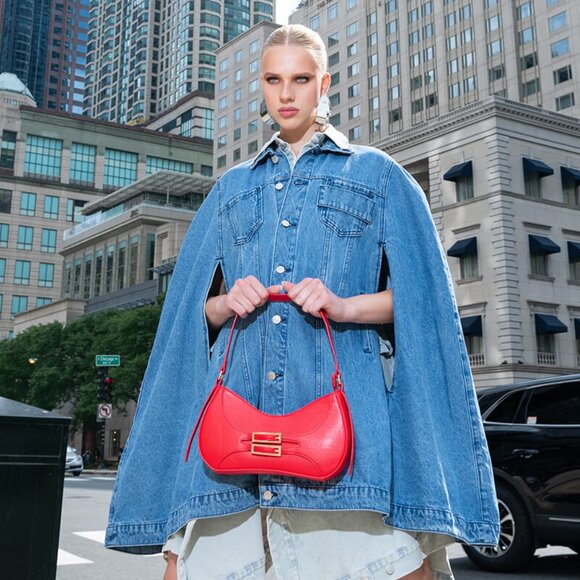 AKIRA 'DON'T TALK LOUD' DENIM TRENCH PONCHO - O/S - NWT - Picture 1 of 9